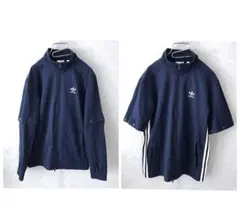 adidas 2WAY トラックジャケット ジャージ レア 極美品 紺白 M