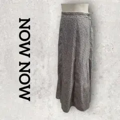 NOW NOW 小花柄 リーフ柄 ロングスカート フレア (L) グレージュ