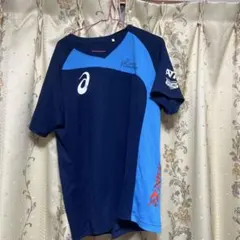 아식스 A77 반팔 셔츠 네이비 블루