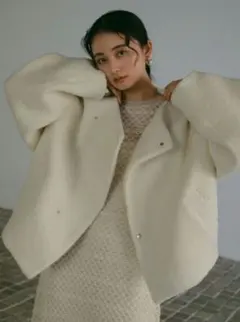 ラグナムーン　ボアブルゾン　アイボリー