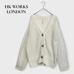 エイチケーワークスロンドン ニット カーディガン M ホワイト Vネック