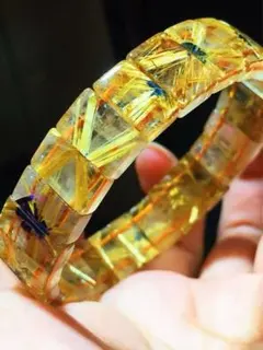 ⭐︎【天然】ゴールドタイチンルチル クォーツ ブレスレット バングル