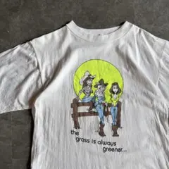 90s ヴィンテージ Tシャツ 白 L シングルステッチ アート ガール 古着