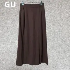 GU ブラウン ロングスカート プリーツデザイン
