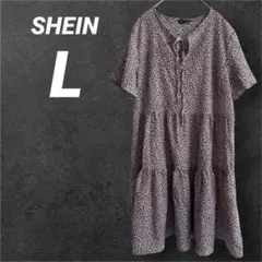 SHEIN レオパード柄 ワンピース チュニック フリル Lサイズ ピンク