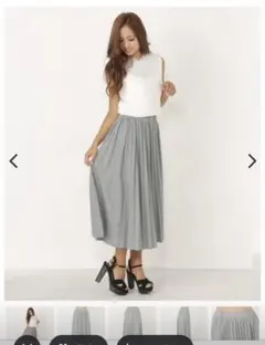 rienda グレー プリーツ ロングスカート