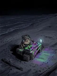 DJカニ　浜辺