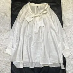 OFUONオフオンレディース 長袖ブラウス ホワイト ハイネックトップス 