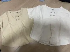 ボタン付き 半袖Tシャツ 2枚セット110 と90兄弟コーデのサムネイル