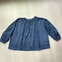 定価8万 45R シャツデニムdeカットワークブラウス インディゴブルー レース 定価8万 45R シャツデニムdeカットワークブラウス インディゴブルー
