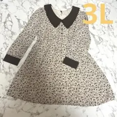花柄レース襟付きワンピース　ブラウン　オフベージュ　夢展望　ディアマイラブローズのサムネイル