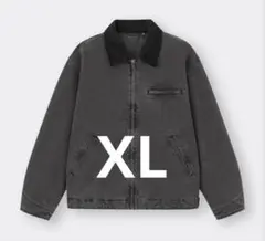 美品 GU ジーユー ウォッシュドコットンワークジャケット ダークグレー XL