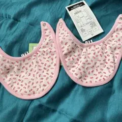 小花柄　ピンク　スタイ2枚セット　コットン ベビー
