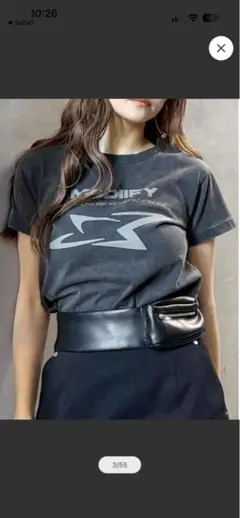 ムルーア　ロゴプリント 半袖Tシャツ チャコールのサムネイル