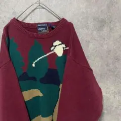 90s vintage 柄ニット　コットン　ゴルフ　メンズM 古着　個性派