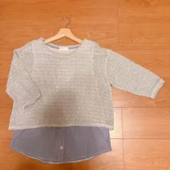 七分袖　メッシュニット・シャツ　Mサイズ