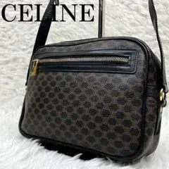 希少 美品 セリーヌ 黒マカダム カメラバッグ ゴールド金具 PVC レザー