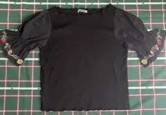 NICE CLAUP ナイスクラップ 刺繍リブカットソー 半袖