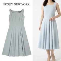 Q246 M フォクシー ストレッチ プリーツ フレア 上品 ワンピ レディース