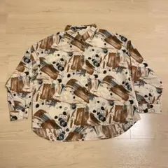 抽象模様 長袖シャツ レディース ベージュ ブラウン ブラック