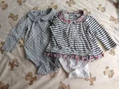 baby GAP 長袖ロンパース 6-12ヶ月　花柄＆グレードット柄