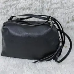ジャンニキャリー ニファM ショルダーバッグ2way シボ革 美品 ブラック