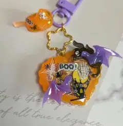No.1242　シャカシャカキーホルダー　ハロウィン　ねこ　コウモリ　蓄光