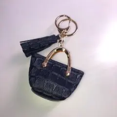 【値下げ】ミニバッグ型　チャーム　キーリング　キーホルダー　鍵　可愛い　ブラック