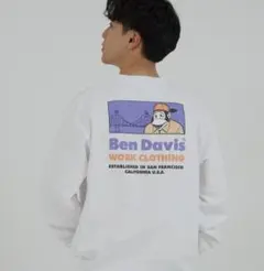 BEN DAVIS ロゴプリントTシャツ バックプリント 長袖 ロンT 白