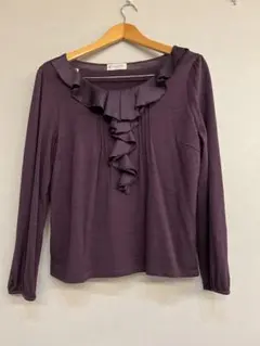 モ*パ様 Aylesbury フリル付き長袖Tシャツ Lサイズ パープルのサムネイル