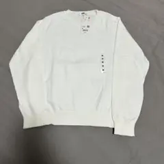 新品タグ付き)ウォッシャブルコットンクルーネックセーター 白 M