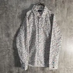 メンズビギ 長袖シャツ 小花柄 コットン 日本製　花柄スナップボタンシャツ　XL