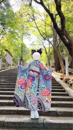 華やかな花柄　振袖　フルセット　成人式　絞り