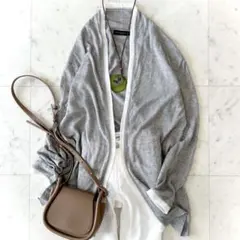 美品 ダーマコレクション リネン100% ロングカーディガン サイズL 麻