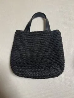 黒 編み物 ショルダーバッグ
