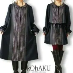 【オシャレウォーカー】kOhAKU コハク 配色切替 ストライプシャツワンピースのサムネイル