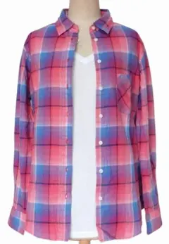 新品タグ付 ユニクロ フランネルチェックシャツ L 綿100 赤 長袖