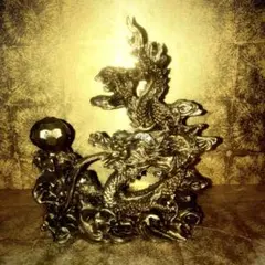 開運 金運 龍 浮き彫り 置物 水晶玉付き インテリア 練り物 木彫り