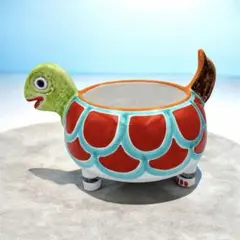 【希少Lサイズ】デ・シモーネ　イタリア シチリア陶器　カメ　プランターカバー 希少Lサイズ】デ・シモーネ イタリア シチリア陶器 カメ プランター