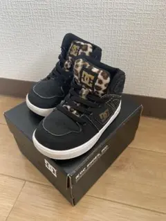 DC ハイカットスニーカー 13cm ブラック/ヒョウ柄