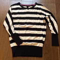 ストライプデザイン 長袖ニットセーター