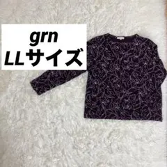 grn 総柄 カットソー パープル LLサイズ ゆったりのサムネイル