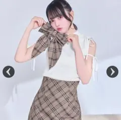 チェックくびれ♡美脚スカート＆ヘアアクセセット