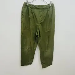 スタジオクリップ　ストレートパンツ　ゴムウエスト　カーキ　L  レディース
