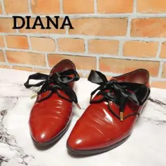 DIANA ダイアナ リボンレースアップエナメルシューズ