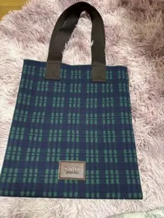 KALDI　ウィンターバック　グリーン チェック柄トートバッグ 冬 2025