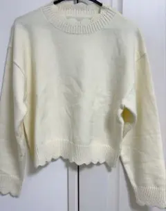 ウェーブカラーニットセーター長袖プルオーバー