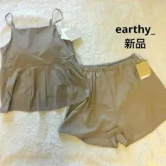 earthy_ フレアキャミソール スイムショートパンツ 水着 上下セット♡新品