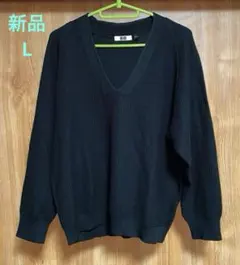 ユニクロU UNIQLO U Vネックセーター ブラック L