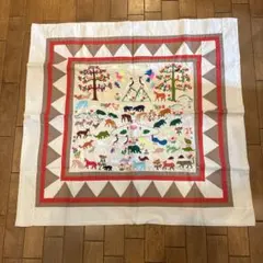 民族織物刺繍布 モン族ストーリークロス アジア織物民族工芸品85cm×87cm②